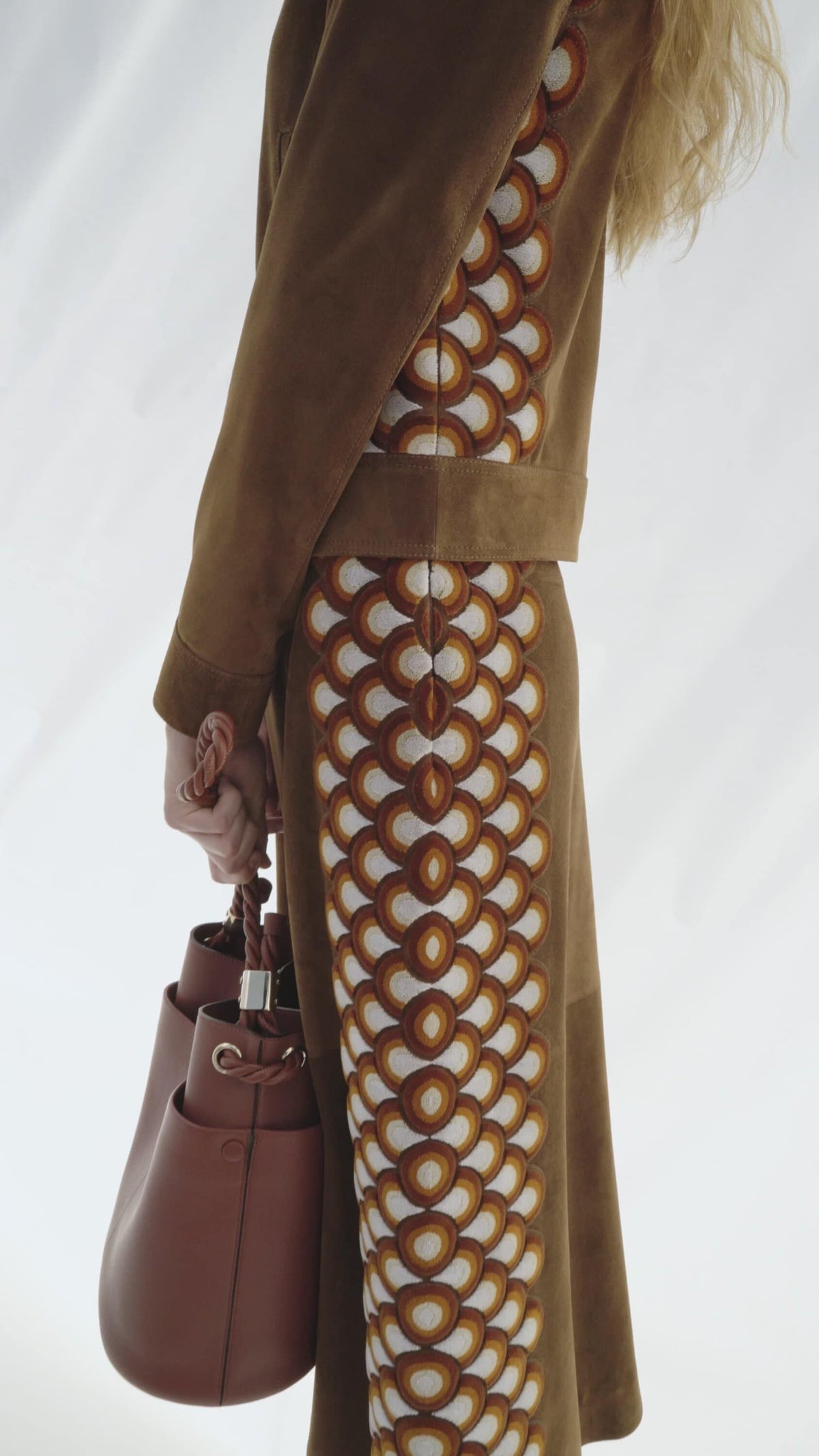 Jupe C-Scallop en cuir - Brick Brown