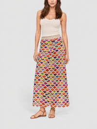 Jupe style écailles cachemire et laine - Multicolor