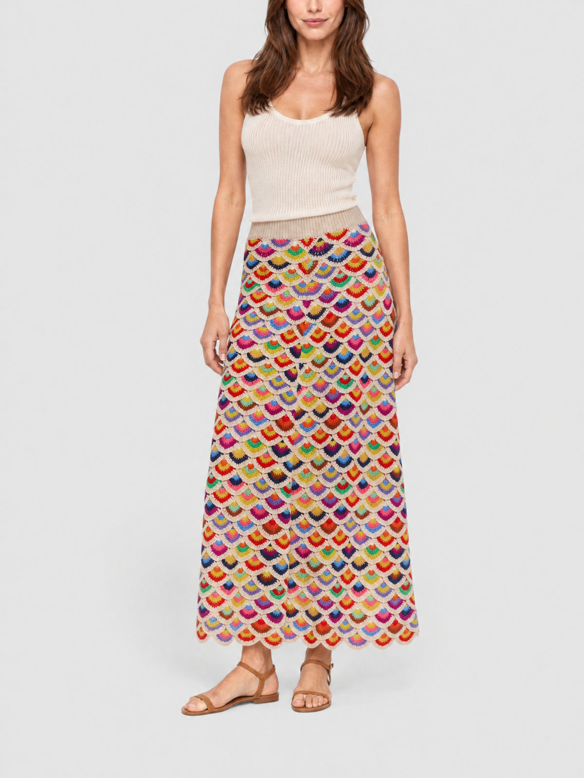 Jupe style écailles cachemire et laine - Multicolor