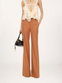 NEW_Pantalon evasé en laine - Pearl Beige