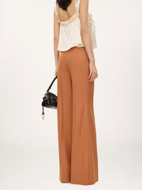 NEW_Pantalon evasé en laine - Pearl Beige