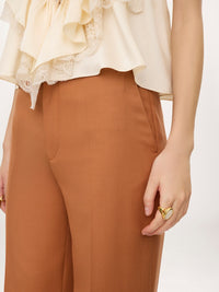 NEW_Pantalon evasé en laine - Pearl Beige