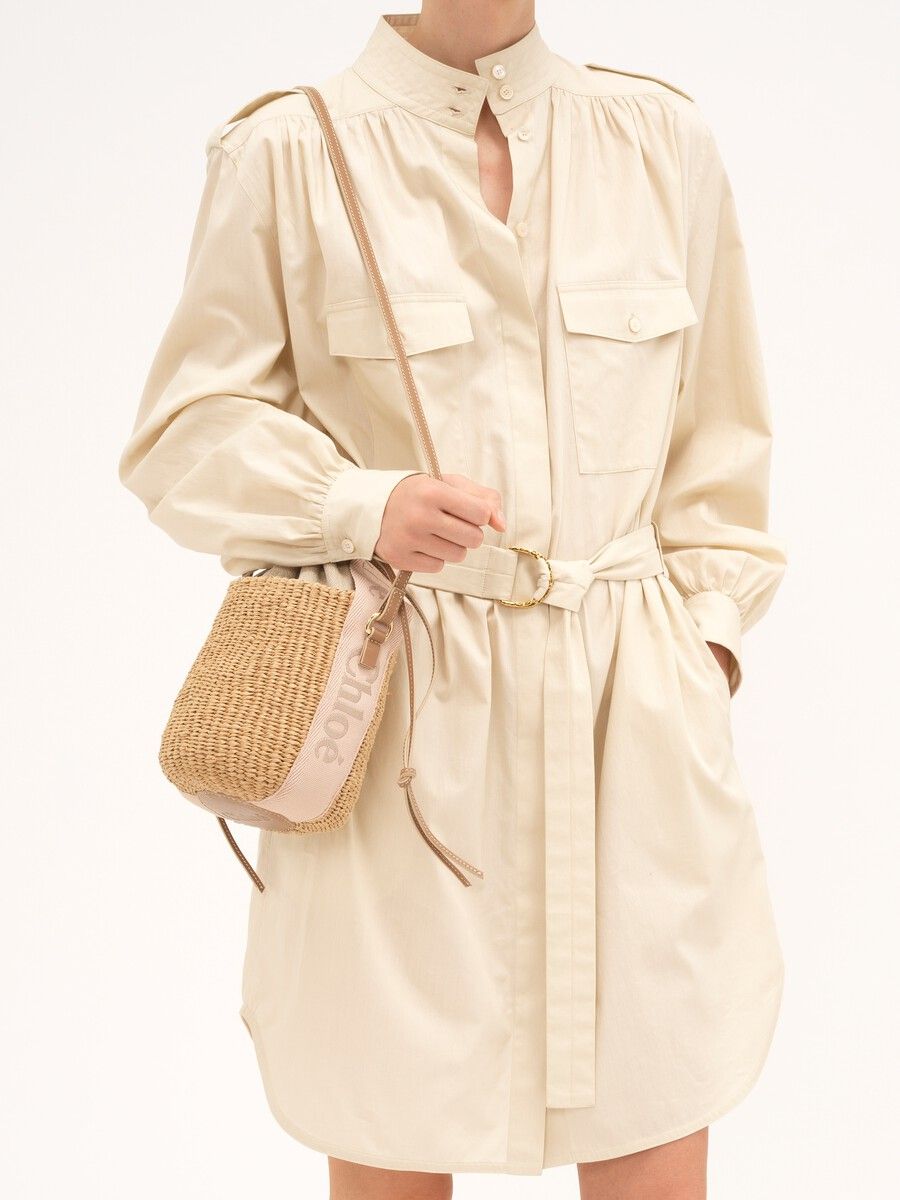 Petit sac panier à logo brodé Woody - Blushy Beige