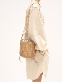 Petit sac panier à logo brodé Woody - Blushy Beige