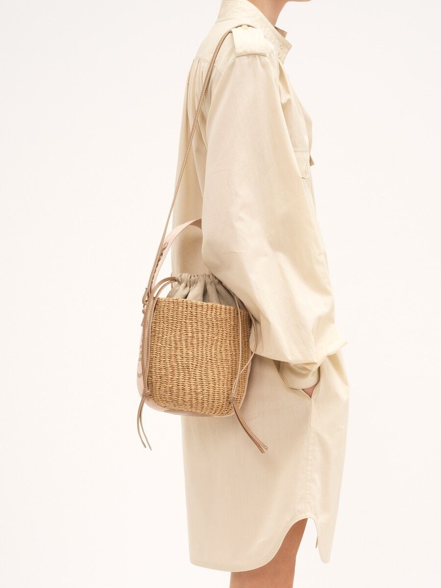 Petit sac panier à logo brodé Woody - Blushy Beige