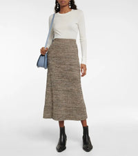 NEW_Jupe en jacquard de cachemire - Multicolor Beige