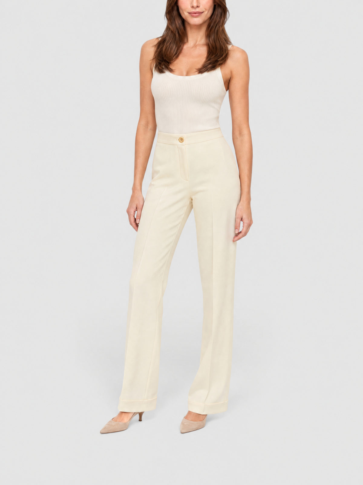Pantalon taille haute - Angora Beige