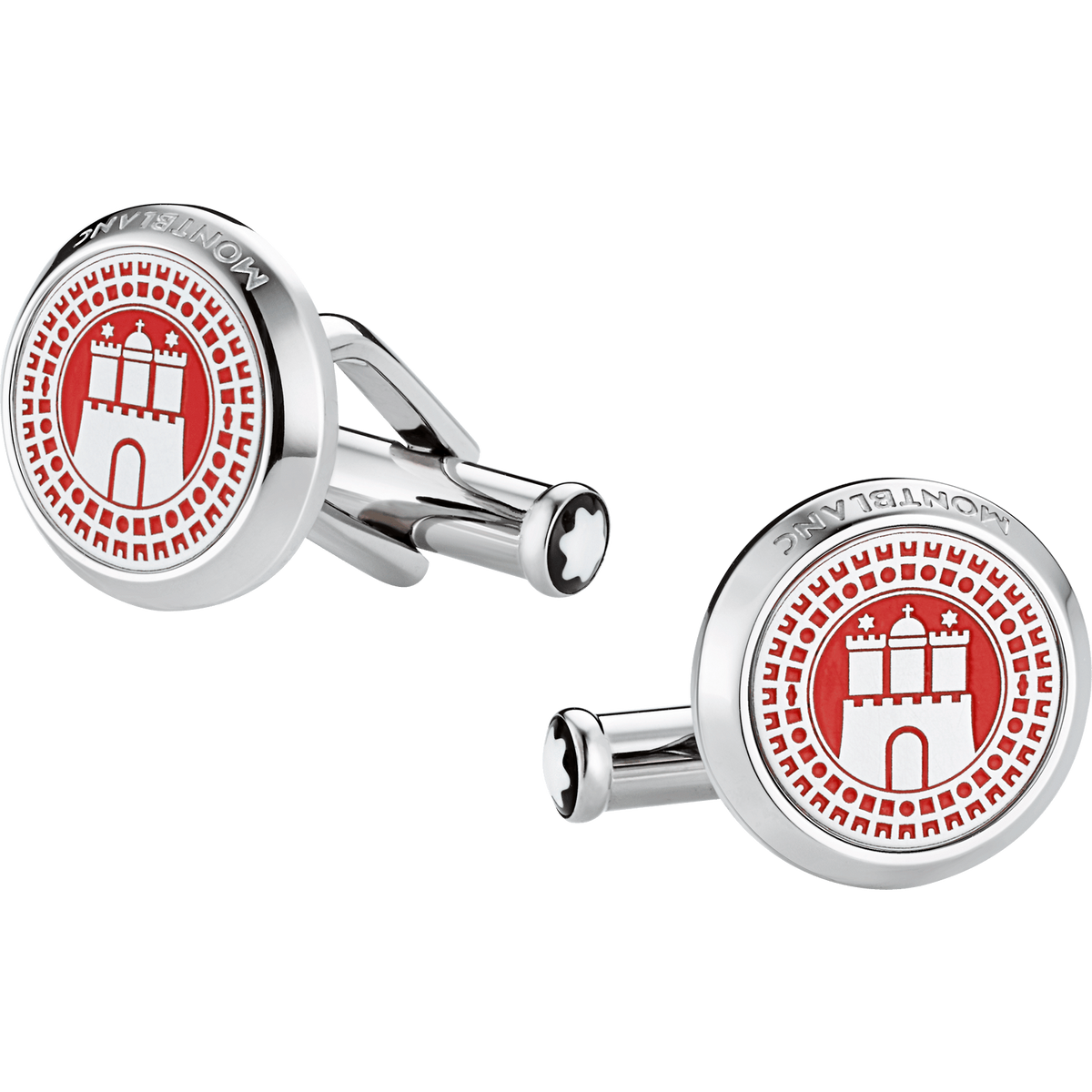 Cuff Links, round, steel, Hamburg