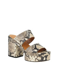 Mules compensées Odina 100 en cuir - Eternal Grey