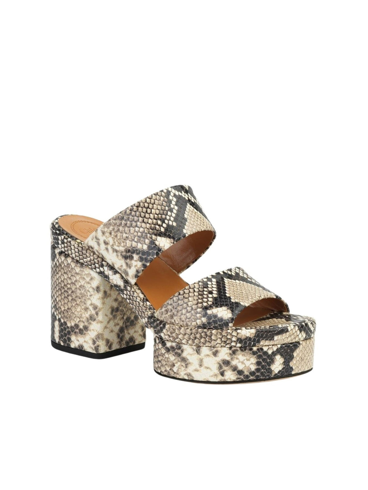 Mules compensées Odina 100 en cuir - Eternal Grey
