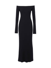 Robe à manches longues col bateau en laine et cachemire - Dark Night Blue
