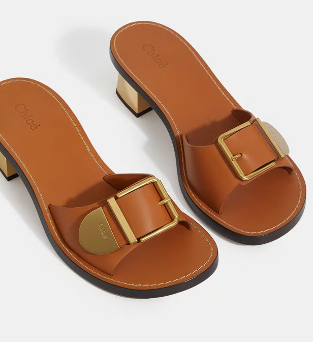 Mules Rebecca 70 en cuir - Luminous Ochre