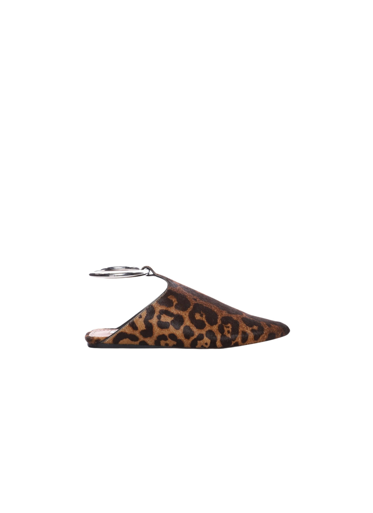 Mules in leather with strap - Sepia Brown