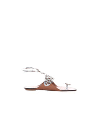 Sandales œillets en cuir - Argent