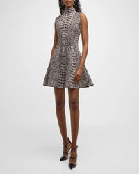 Robe patineuse jacquard croco - Noir & Marron