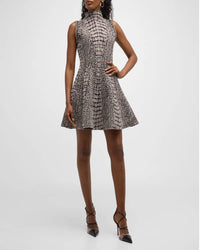Robe patineuse jacquard croco - Noir & Marron