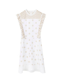 Robe trapèze droite sans manches - White & Beige