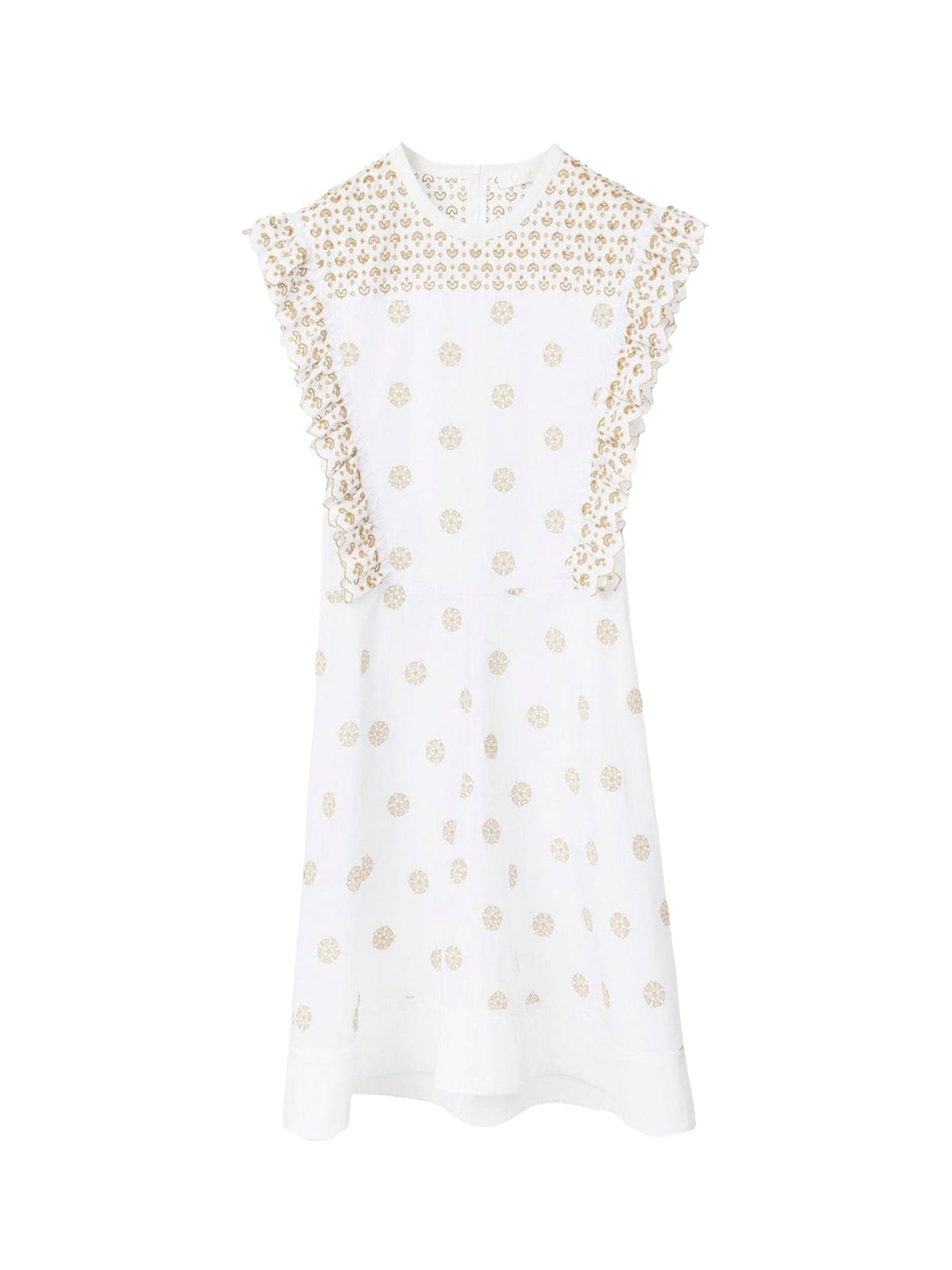 Robe trapèze droite sans manches - White & Beige