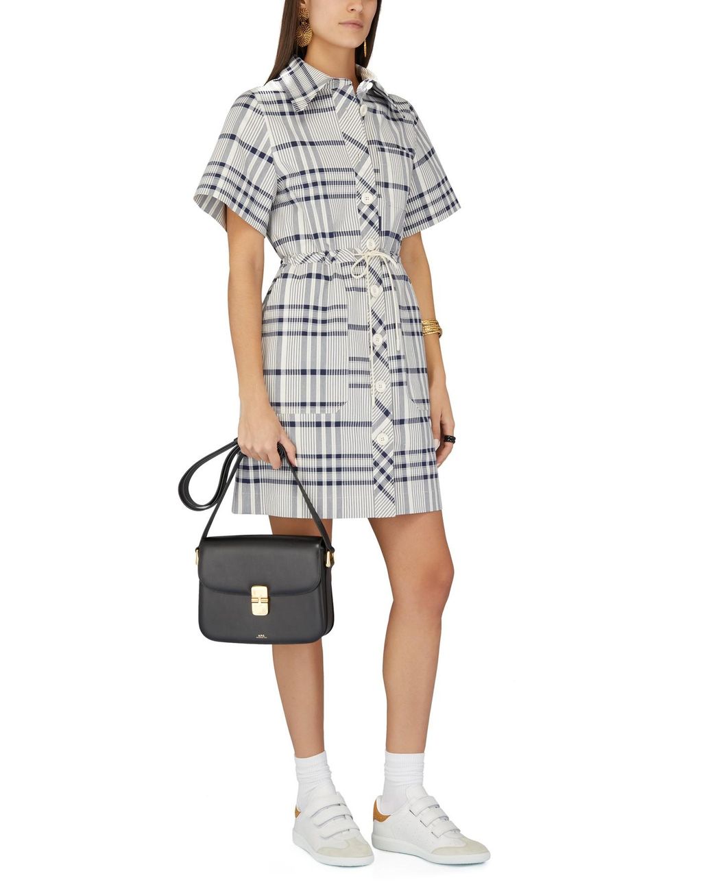 Robe cintrée à carreaux - White & Blue