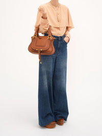 Petit sac double porté Marcie en cuir - Tan