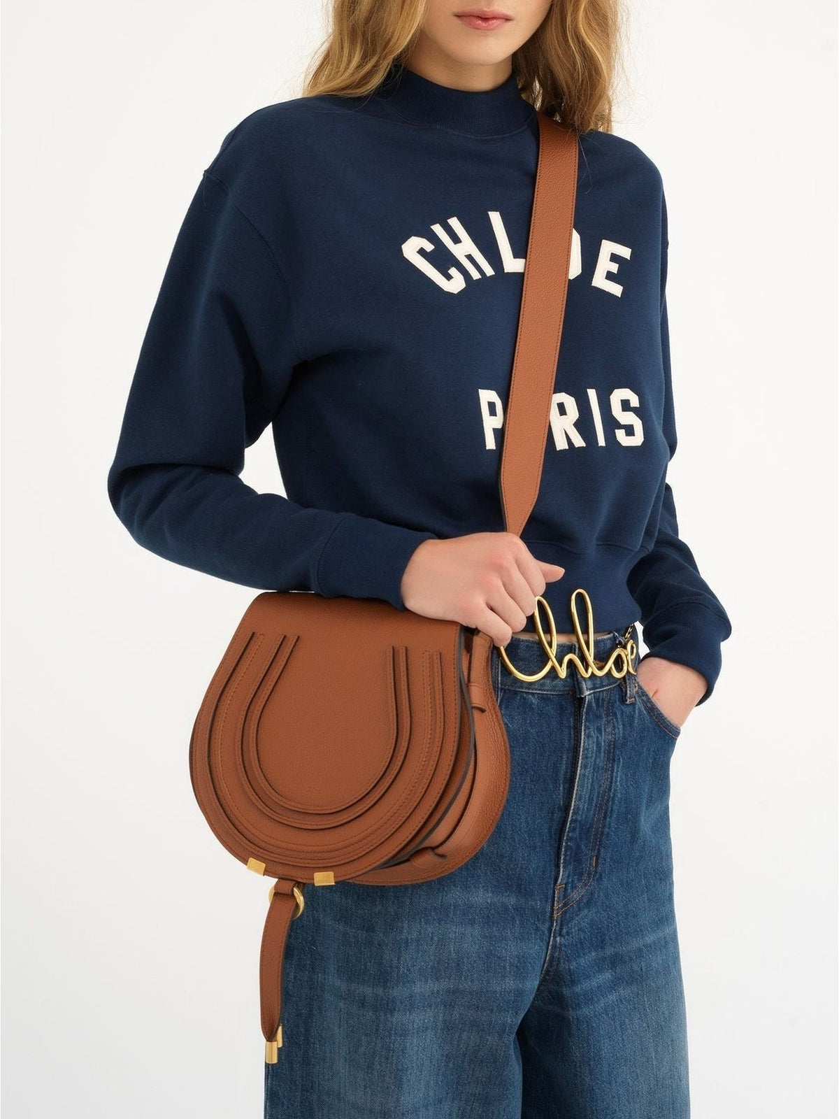 Petit sac porté épaule Marcie en cuir - Tan