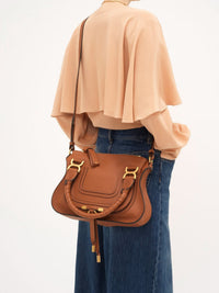 Petit sac double porté Marcie en cuir - Tan