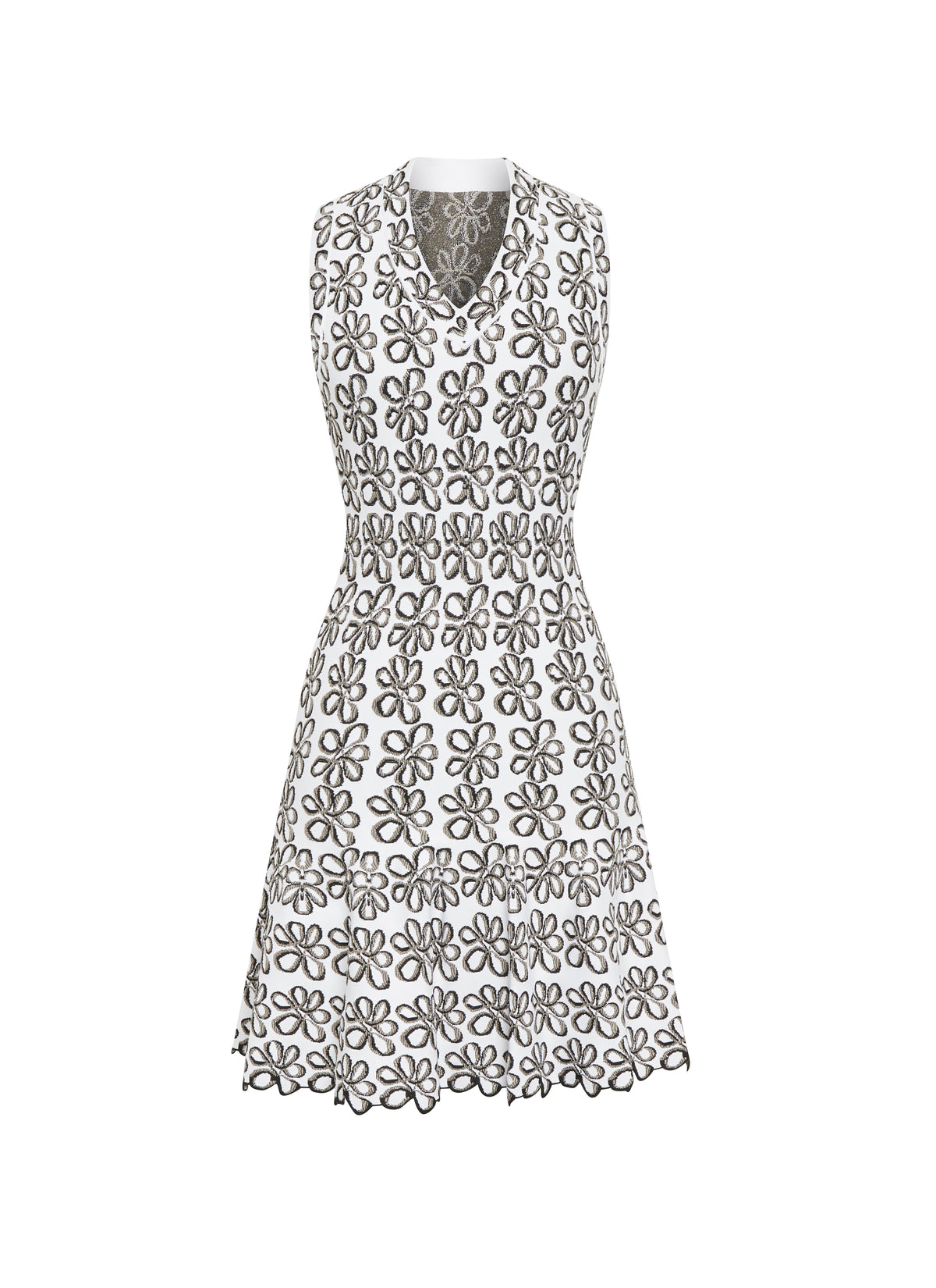 Robe sans manches Astragale en maille - Blanc & Gris