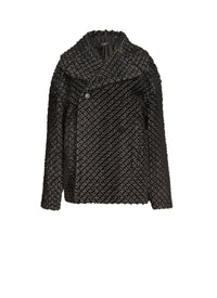 Arabesque pea jacket in leather - Black & White