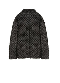 Arabesque pea jacket in leather - Black & White