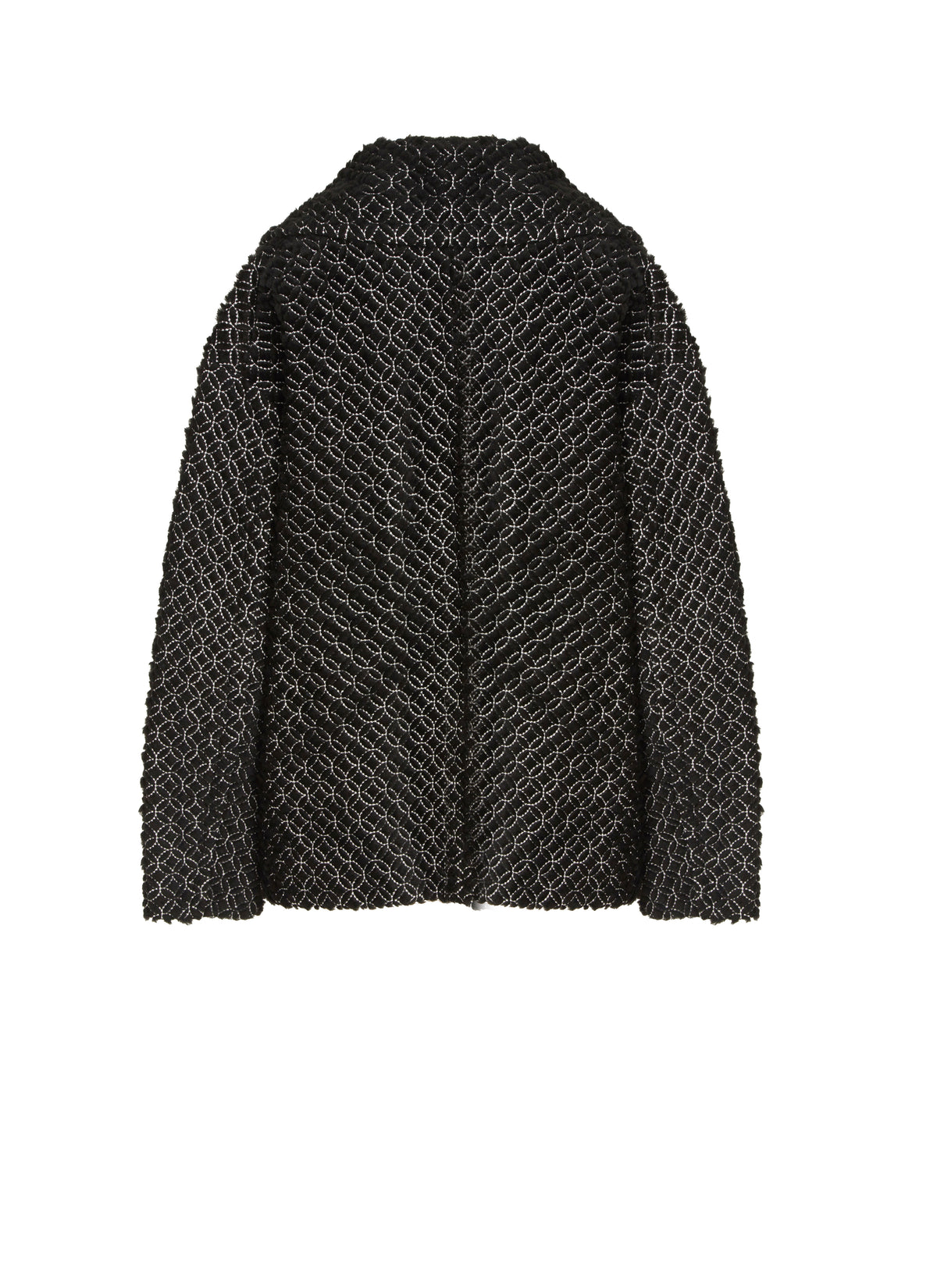 Arabesque pea jacket in leather - Black & White