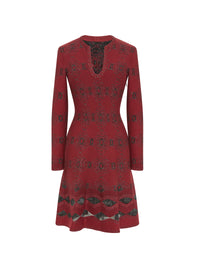 Robe à manches longues Babylone en laine - Acajou