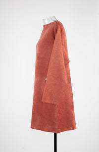 Robe à manches longues en velours - Noisette