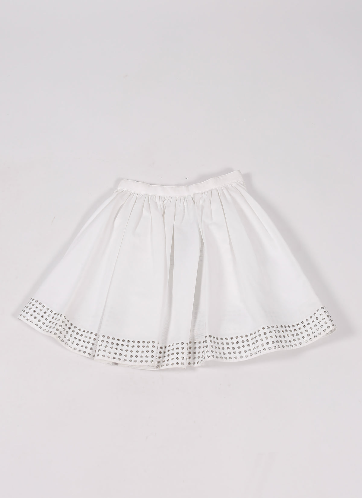 Short asymmetric openwork skirt - White