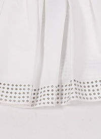 Short asymmetric openwork skirt - White