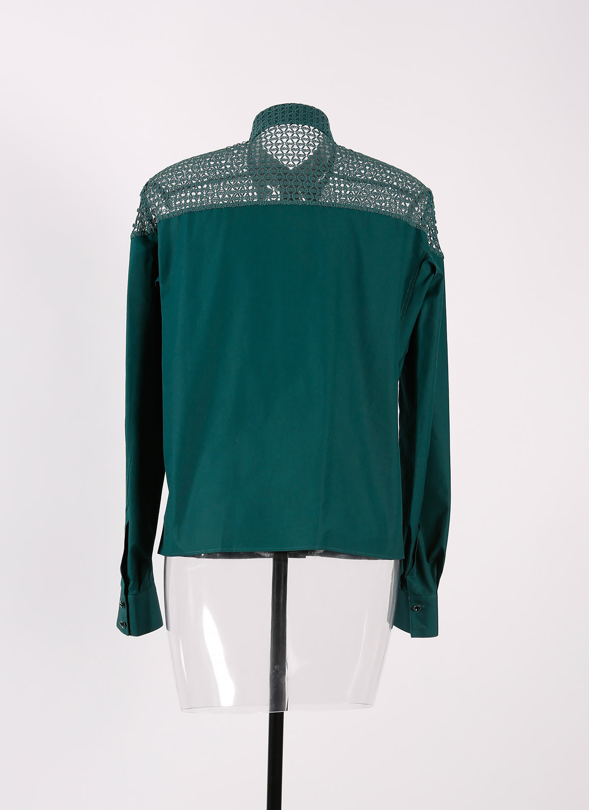 Chemise bi-matière ajourée - Bleu Canard