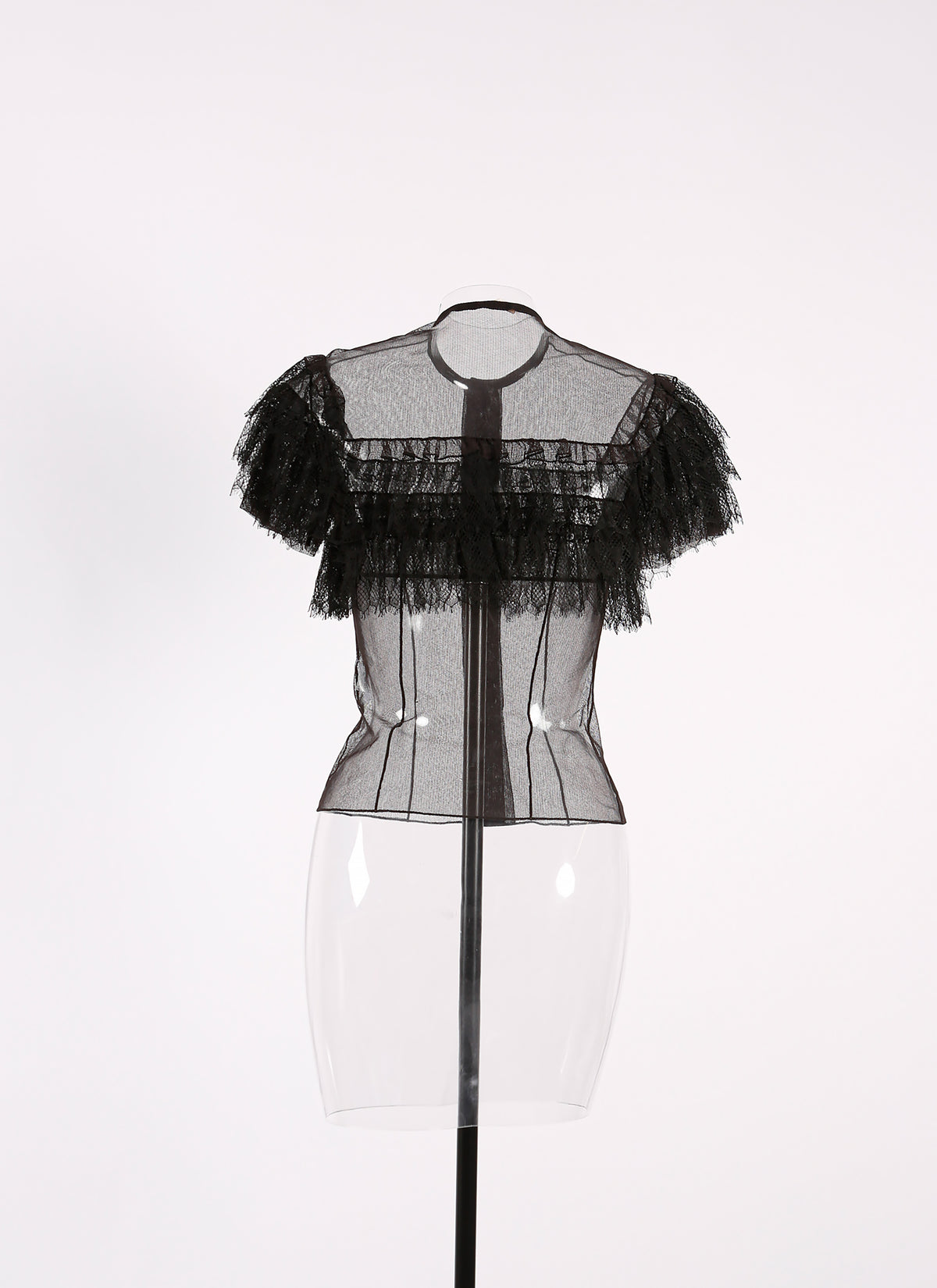 Chemise sans manches en tulle - Noir