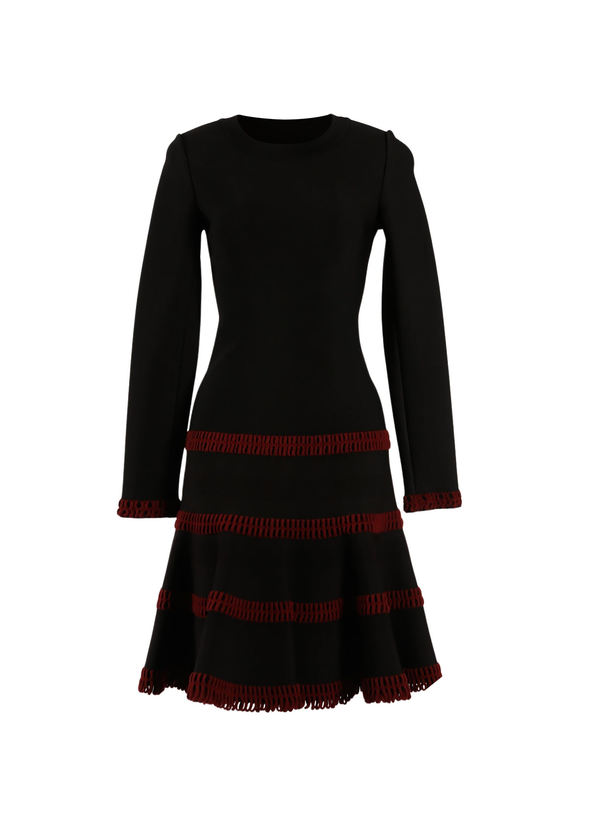 Robe à manches longues Frise en maille - Noir & Cerise