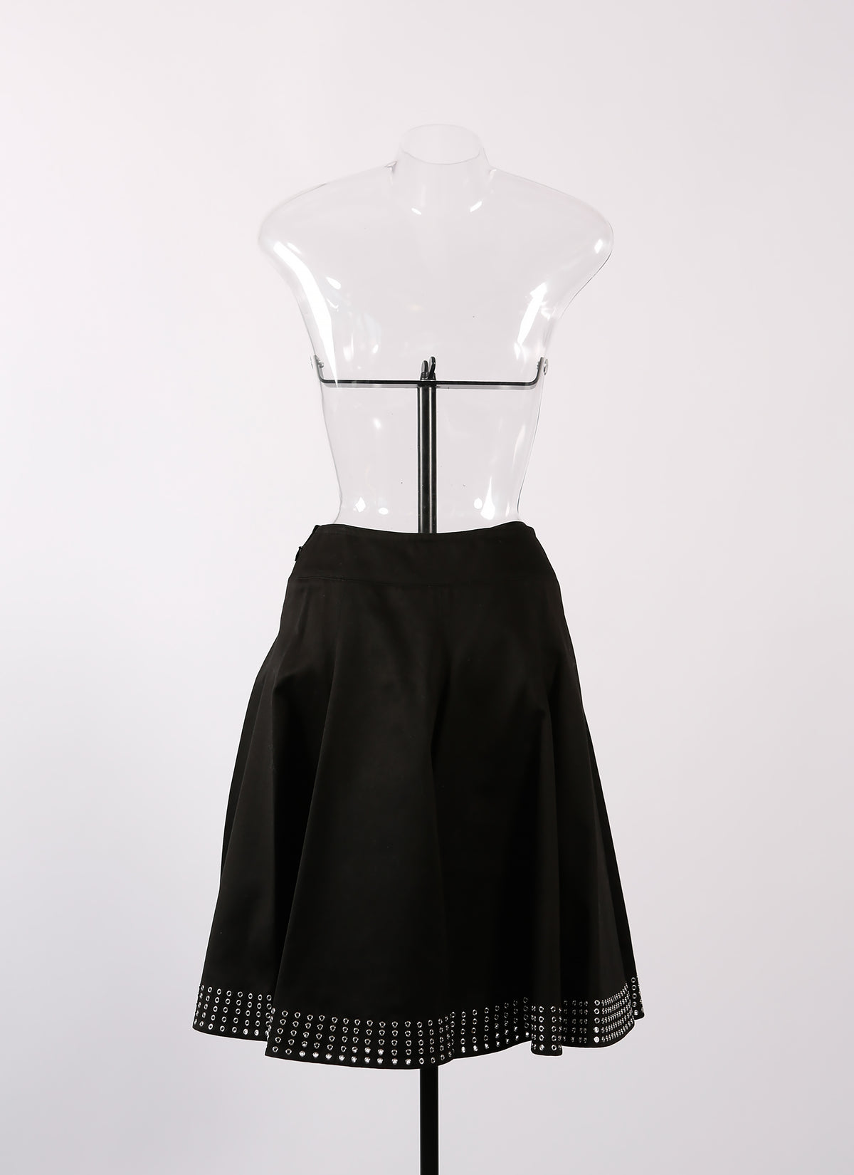 Jupe cloutée en en gabardine - Noir