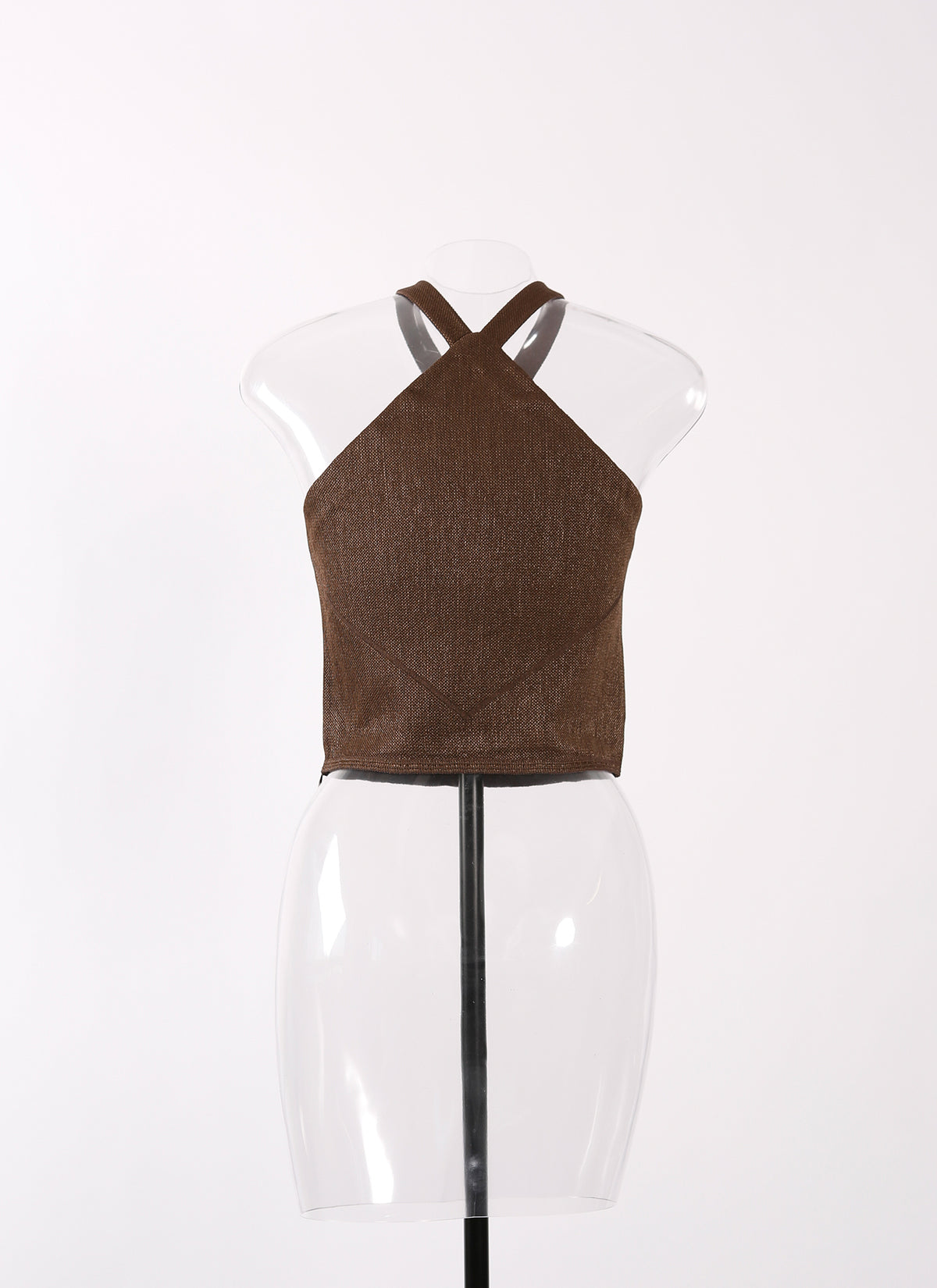 Raffia sleeveless top - Chocolate