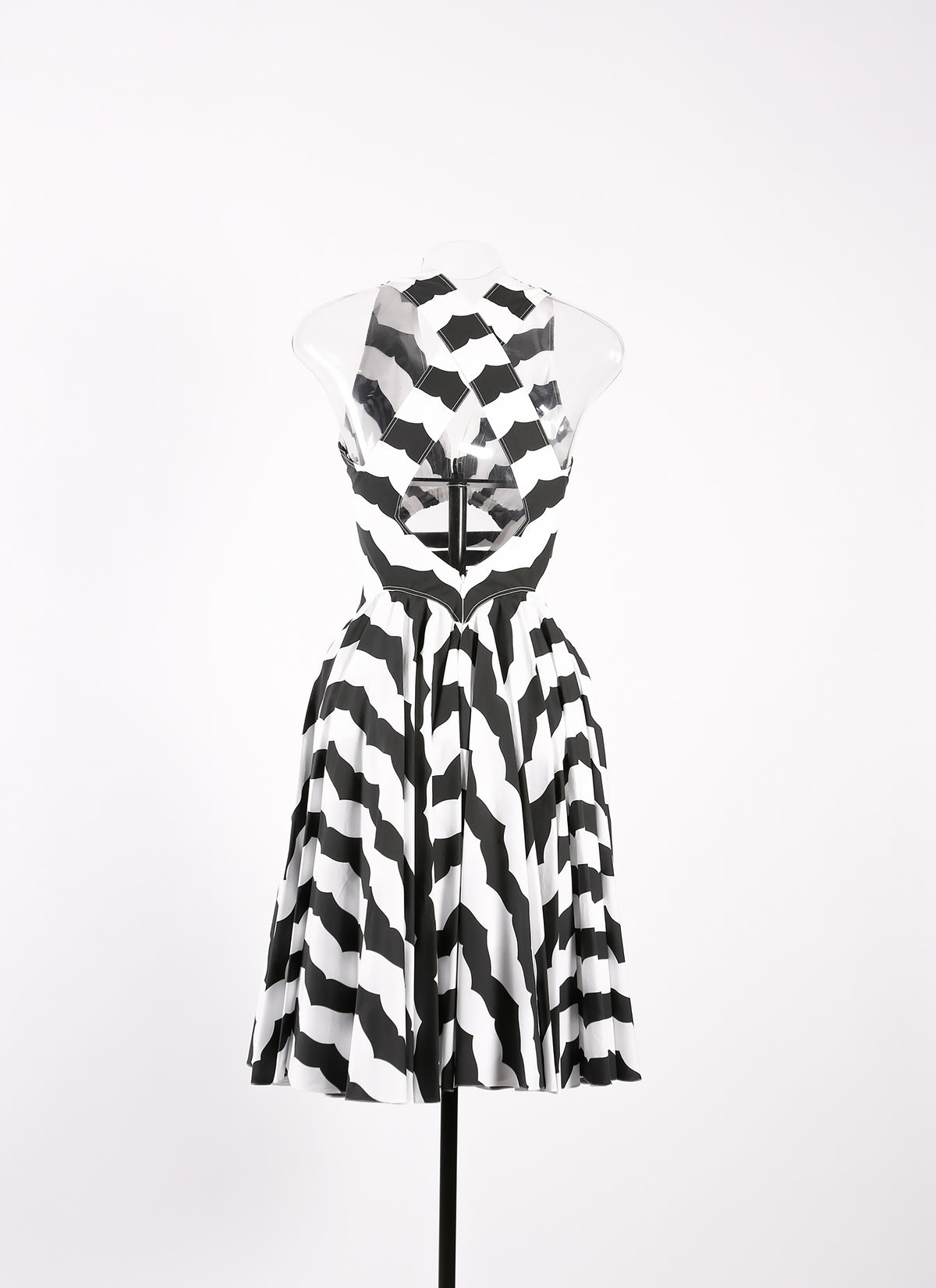 Striped sleeveless shift dress - White & Black