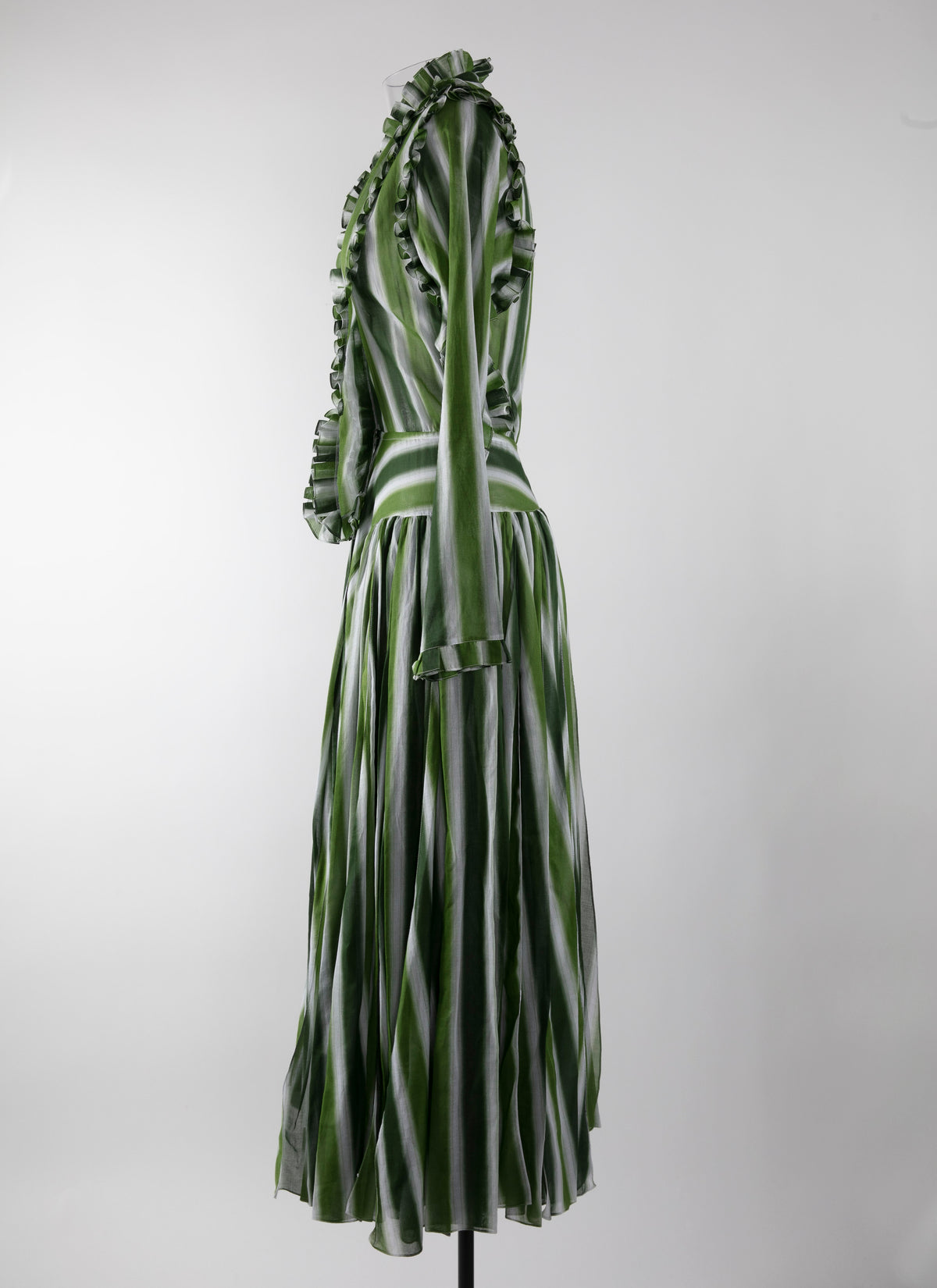 Long-sleeved Orangerie dress - White & Green