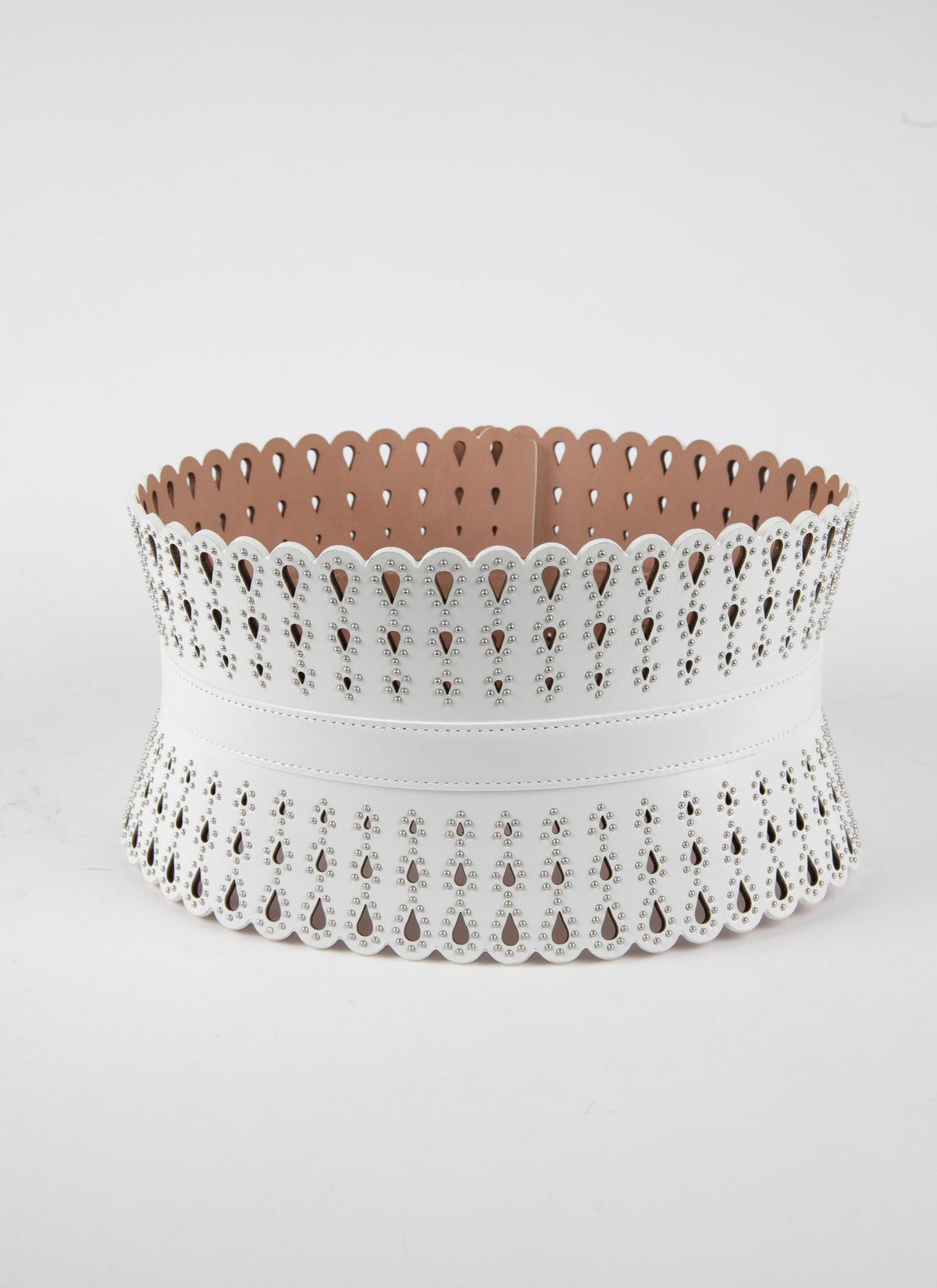 Studded leather corset - Optic White