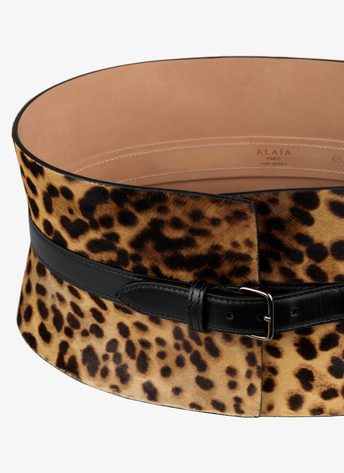 Leather cheetah print corset belt - Mordor & Black