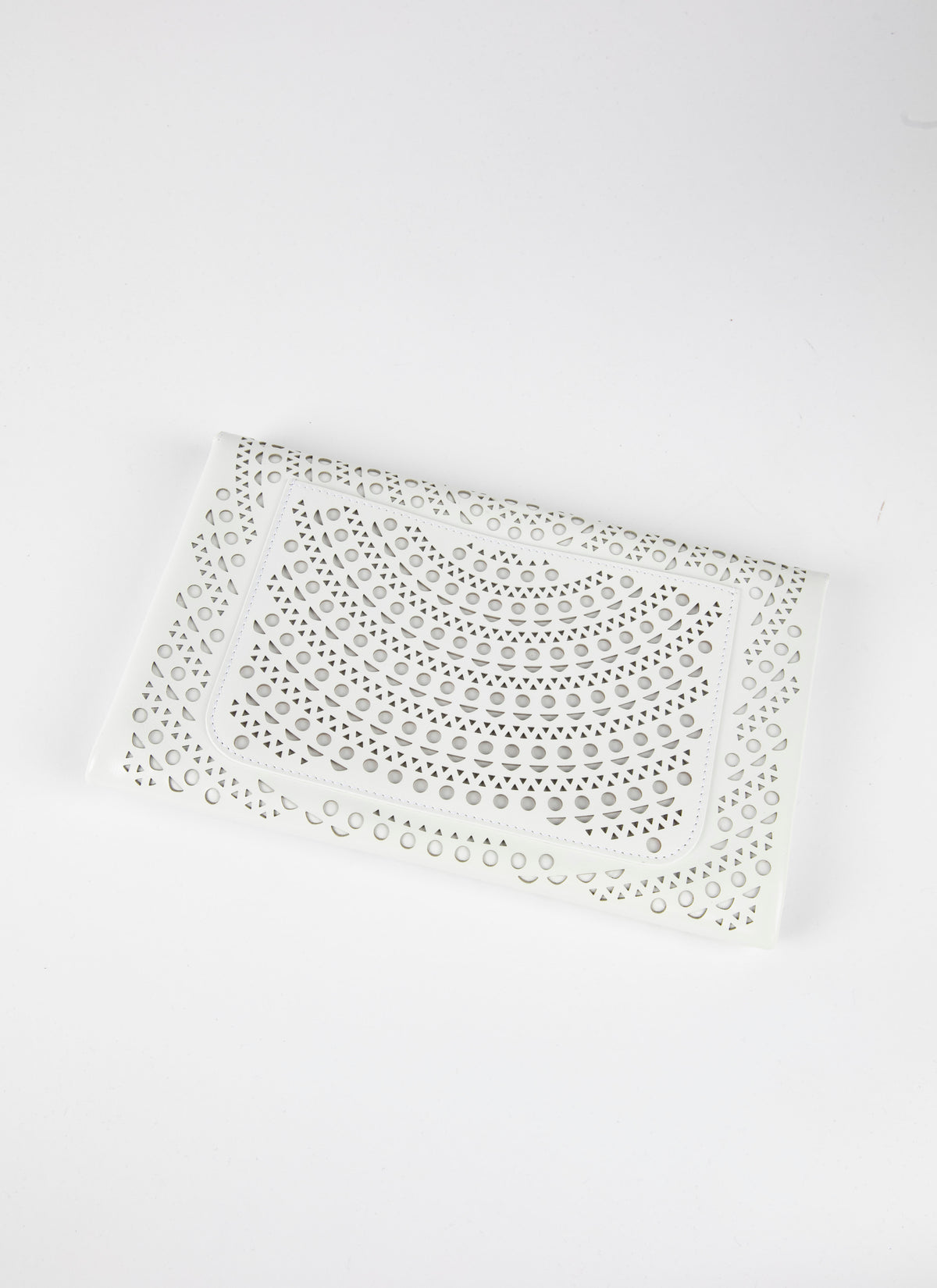 Openwork Oum bag in leather - Optic White