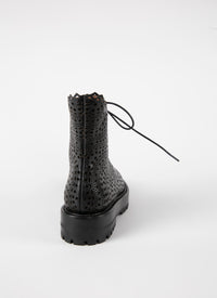 Lace-up open-toe boots in leather - Black & Black