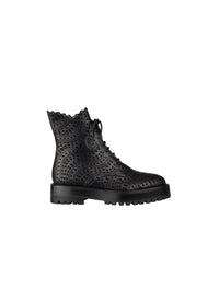 Lace-up open-toe boots in leather - Black & Black