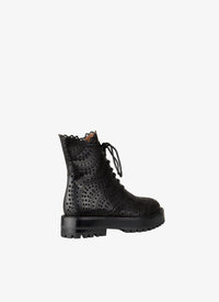 Lace-up open-toe boots in leather - Black & Black