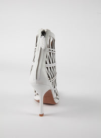 Bottines à découpe en cuir - Blanc Craie