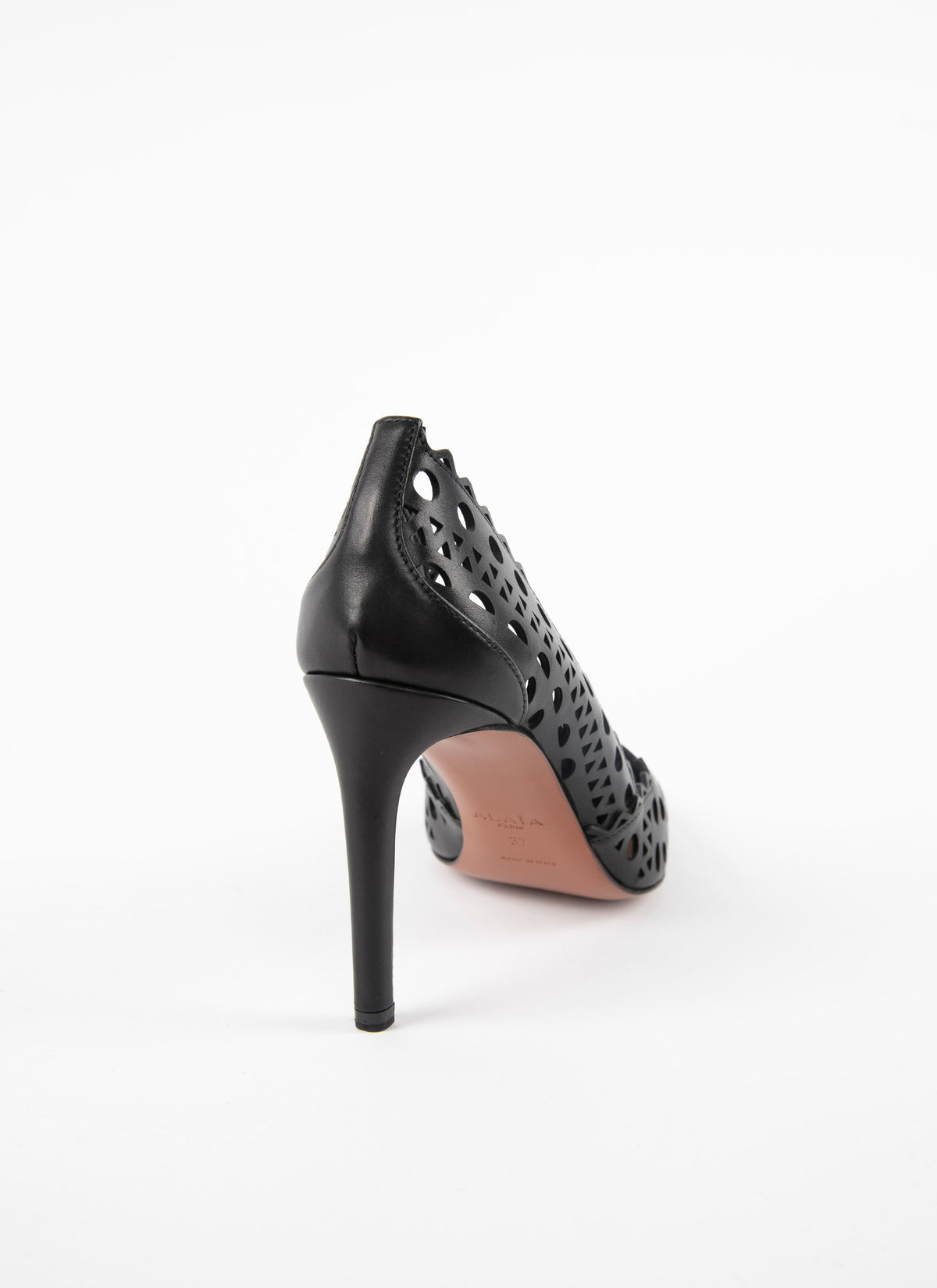 Escarpins à motif ajouré en cuir lisse - Noir