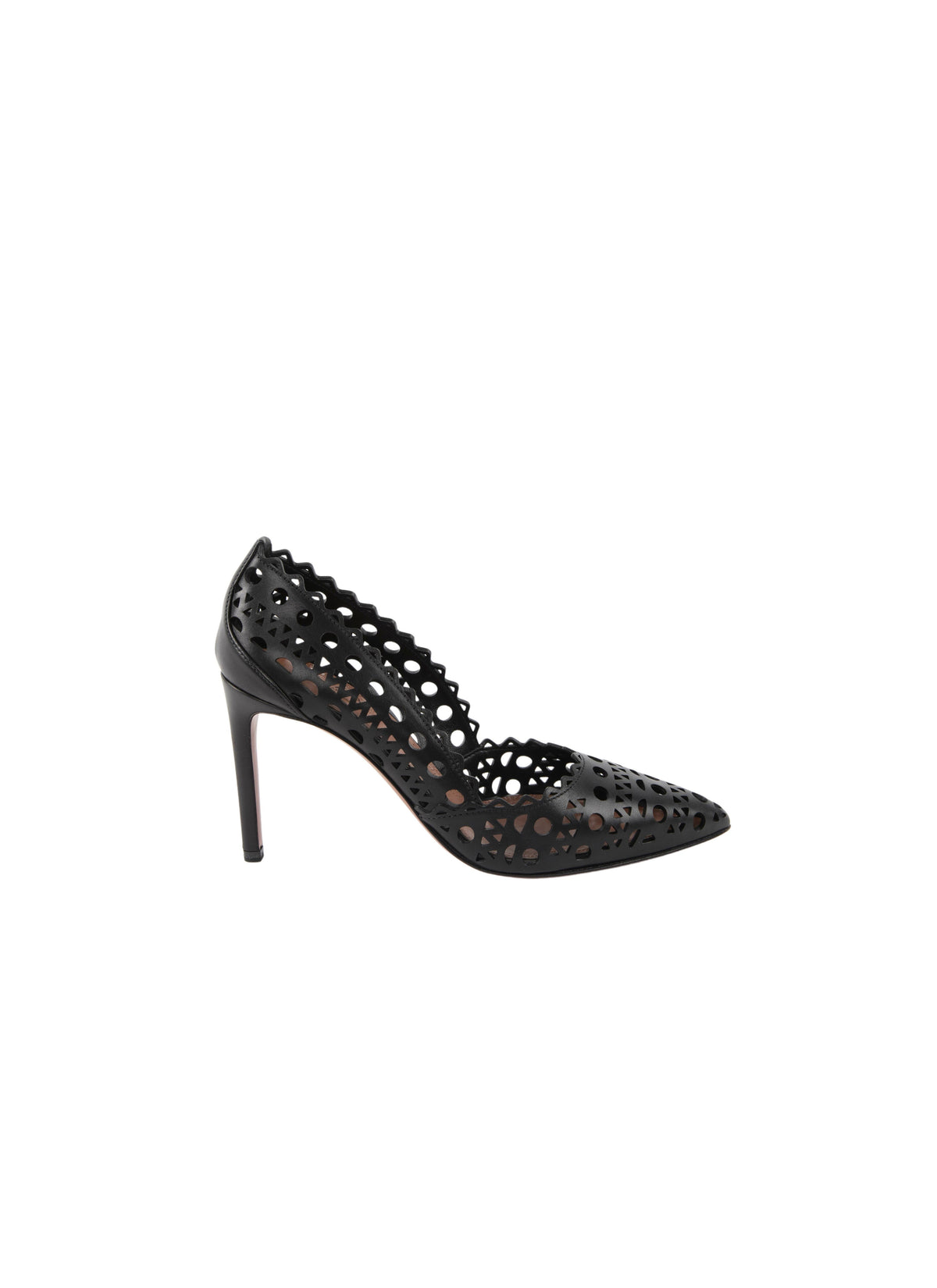 Escarpins à motif ajouré en cuir lisse - Noir